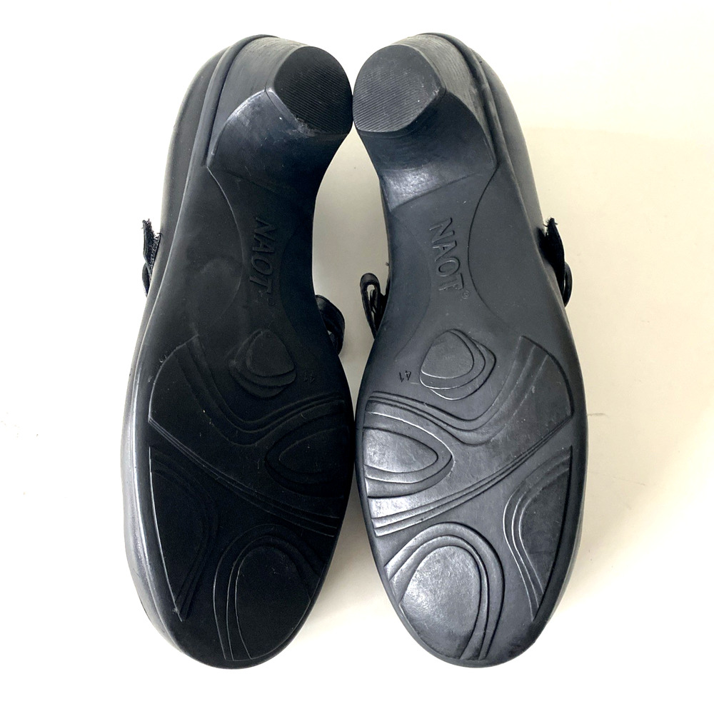 Naot Trendy Mary Jane Pump Black Leather Round Toe Suede trim Block Heel 41 10 - Picture 10 of 10